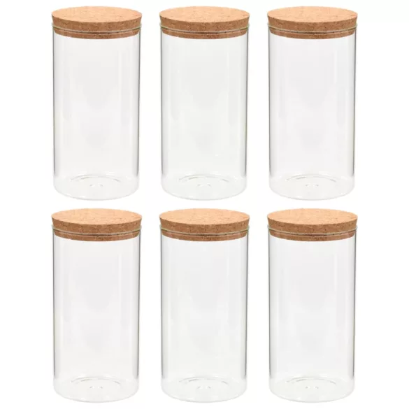 6 db üvegedény parafa fedéllel 1100 ml