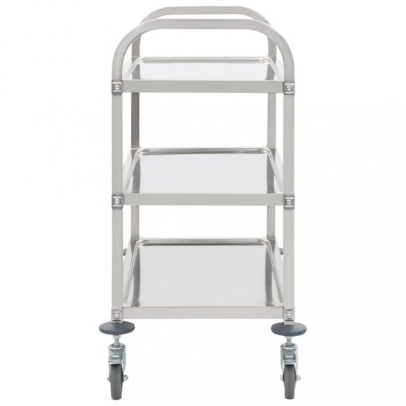 3 szintes rozsdamentes acél zsúrkocsi 96,5 x 55 x 90 cm