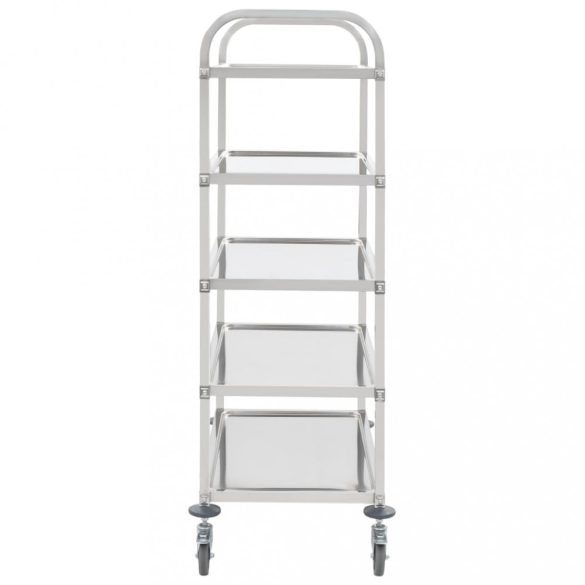 5 szintes rozsdamentes acél zsúrkocsi 107 x 55 x 147 cm