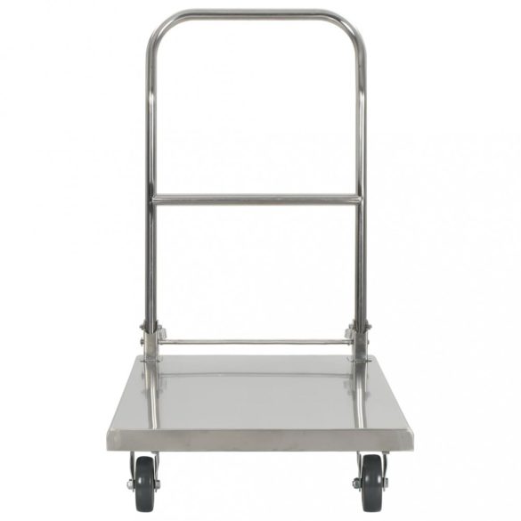 ezüstszínű rozsdamentes acél platós kézikocsi 82 x 53 x 86 cm