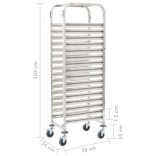 16 tálcás rozsdamentes acél szervizkocsi 38 x 55 x 163 cm