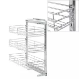 ezüstszínű 3 szintes kihúzható konyhai drótkosár 47x25x56 cm
