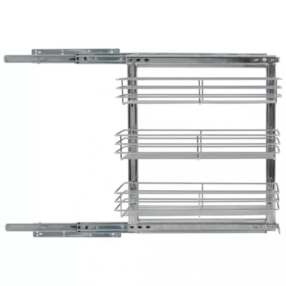 ezüstszínű 3 szintes kihúzható konyhai drótkosár 47x25x56 cm