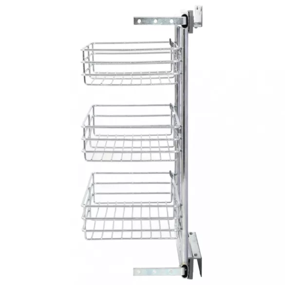 ezüstszínű 3 szintes kihúzható konyhai drótkosár 47x25x56 cm