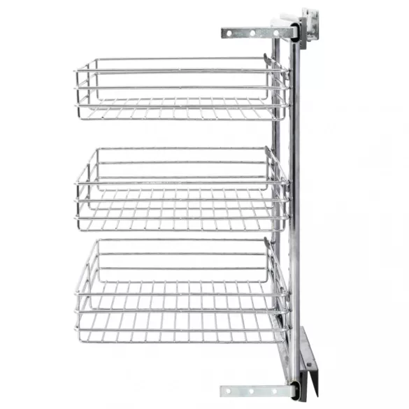 ezüstszínű 3 szintes kihúzható konyhai drótkosár 47x35x56 cm