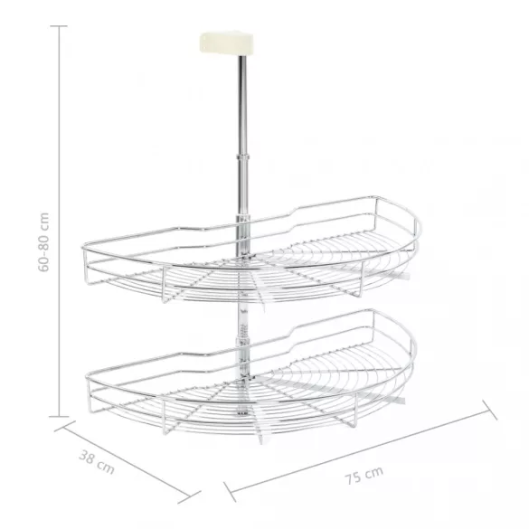 kétszintes 180 fokban elforgatható konyhai drótkosár 75x38x80cm