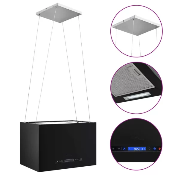 porszórt acél LCD érintőképernyős sziget páraelszívó 55 cm