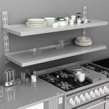 kétszintes rozsdamentes acél falra szerelhető polc 150 x 30 cm