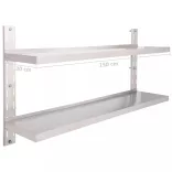 kétszintes rozsdamentes acél falra szerelhető polc 150 x 30 cm