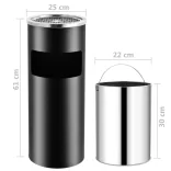 fekete acél hamutartó szemeteskukával 30 L