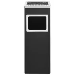 fekete acél szemeteskuka hamutartóval 36 liter