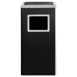 fekete acél szemeteskuka hamutartóval 45 liter