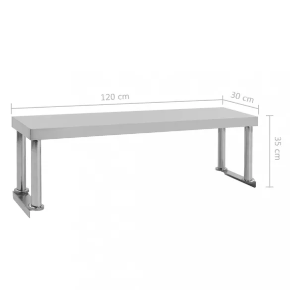 rozsdamentes acél munkaasztal feletti polc 120 x 30 x 35 cm