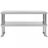 2-szintes rozsdamentes acél munkapult feletti polc 120x30x65 cm