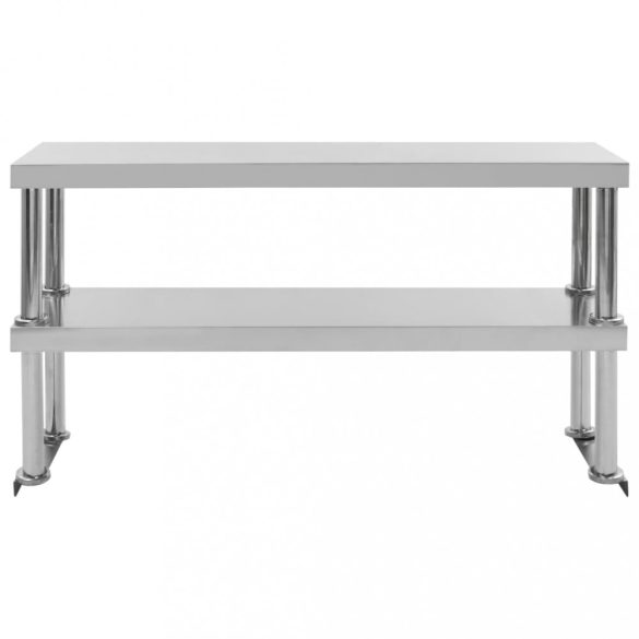 2-szintes rozsdamentes acél munkapult feletti polc 120x30x65 cm