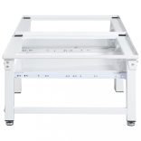 fehér mosó- és szárítógéptartó állvány kihúzható polcokkal