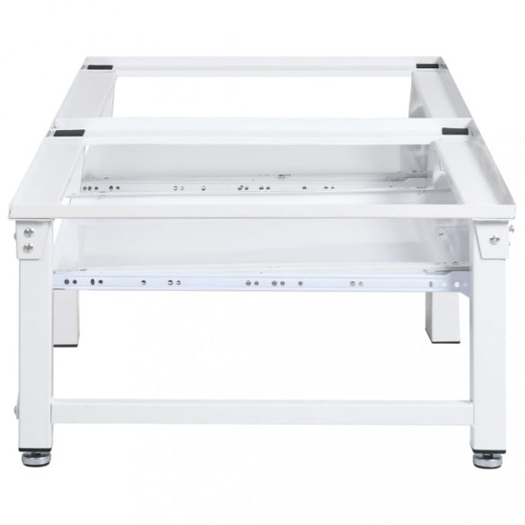 fehér mosó- és szárítógéptartó állvány kihúzható polcokkal