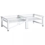 fehér mosó- és szárítógéptartó állvány kihúzható polcokkal