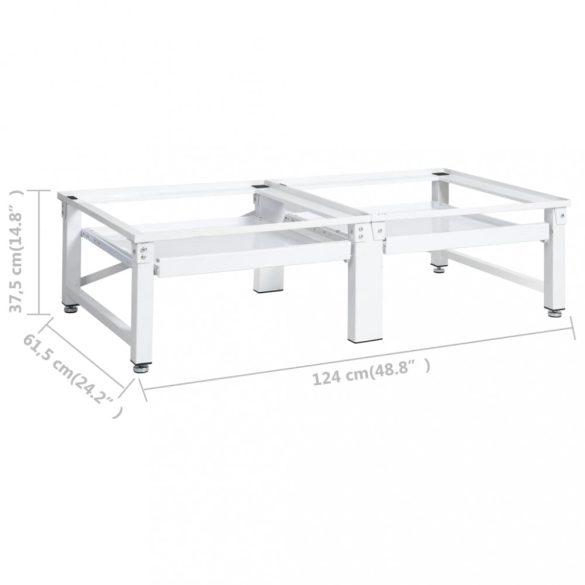 fehér mosó- és szárítógéptartó állvány kihúzható polcokkal