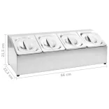 rozsdamentes acél gasztronorm tároló 4 db GN 1/6-os edénnyel