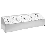 rozsdamentes acél gasztronorm tároló 5 db GN 1/6-os edénnyel