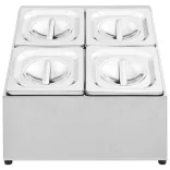 rozsdamentes acél gasztronorm tároló 4 db GN 1/6-os edénnyel