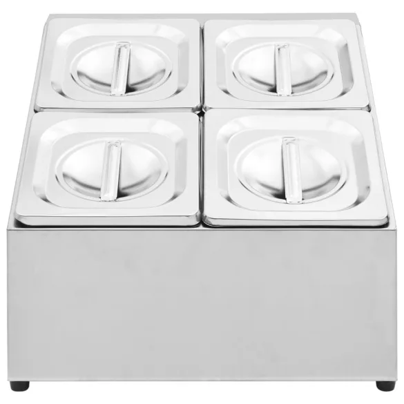 rozsdamentes acél gasztronorm tároló 4 db GN 1/6-os edénnyel