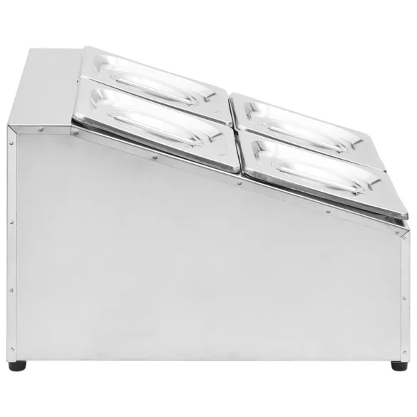 rozsdamentes acél gasztronorm tároló 4 db GN 1/6-os edénnyel