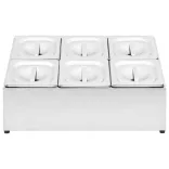 rozsdamentes acél gasztronorm tároló 6 db GN 1/6-os edénnyel