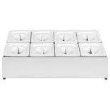 rozsdamentes acél gasztronorm tároló 8 db GN 1/6-os edénnyel