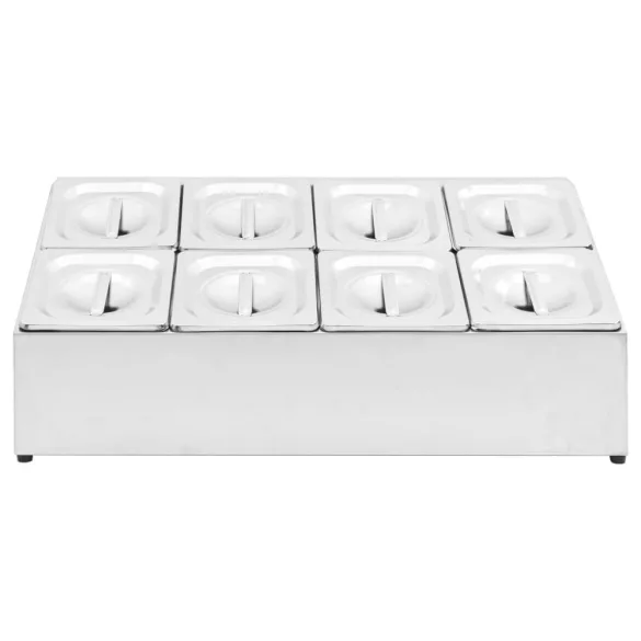 rozsdamentes acél gasztronorm tároló 8 db GN 1/6-os edénnyel