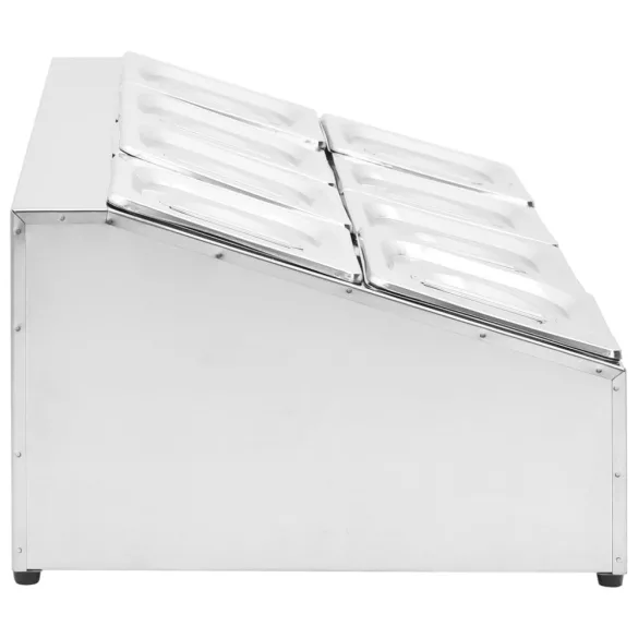 rozsdamentes acél gasztronorm tároló 8 db GN 1/6-os edénnyel