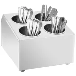 4 rekeszes négyszög alakú rozsdamentes acél evőeszköz-tároló