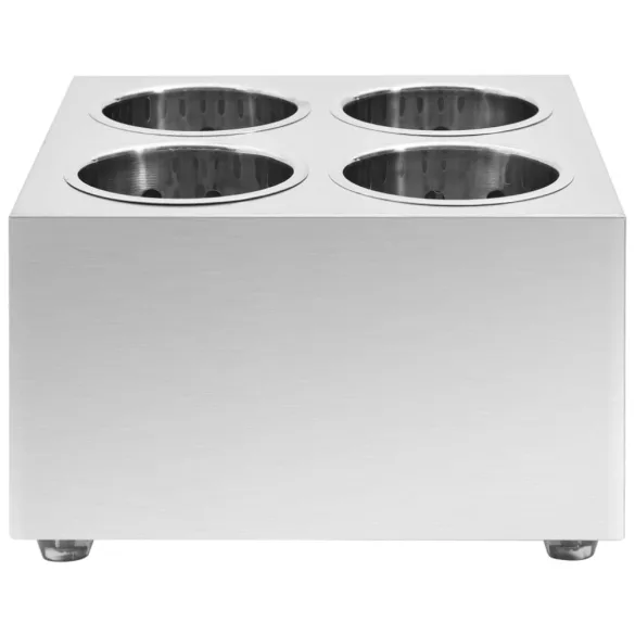 4 rekeszes négyszög alakú rozsdamentes acél evőeszköz-tároló