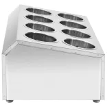 8 rekeszes négyszögletes rozsdamentes acél evőeszköz-tároló