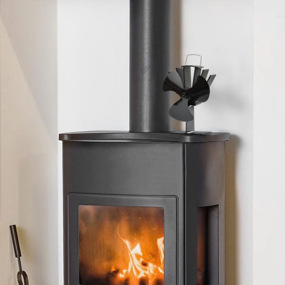 fekete hővel meghajtott háromlapátos kandalló ventilátor