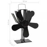fekete hővel meghajtott ötlapátos kandalló ventilátor