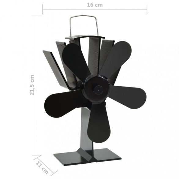 fekete hővel meghajtott ötlapátos kandalló ventilátor