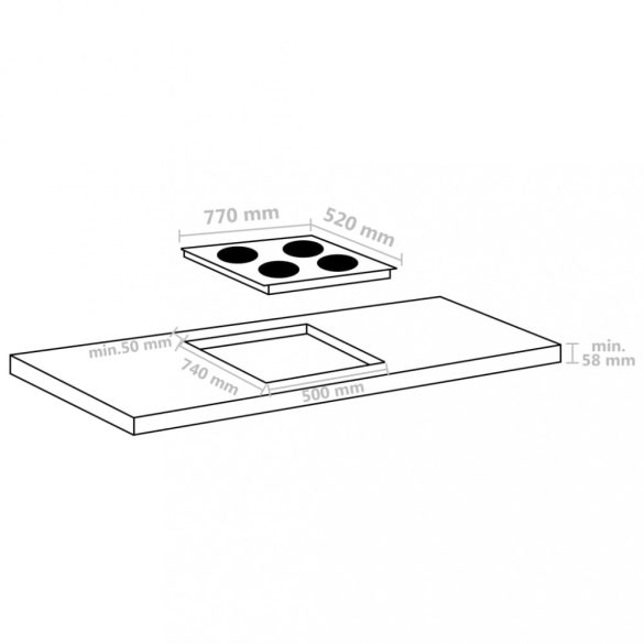 4 égős indukciós főzőlap érintős vezérlőpanellel 77 cm 7000 W