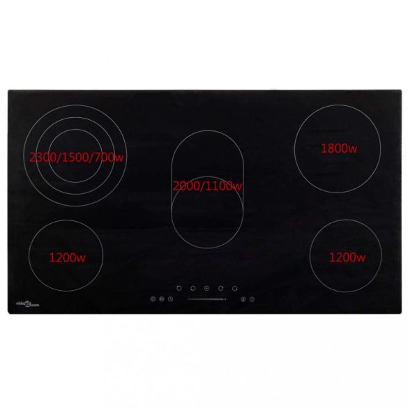 5 égős kerámia főzőlap érintős vezérlőpanellel 77 cm 8500 W