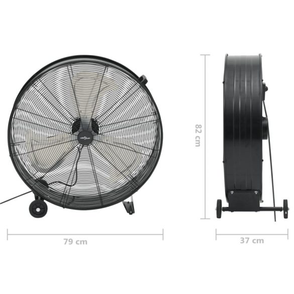 fekete ipari dobventilátor 77 cm 187,7 W