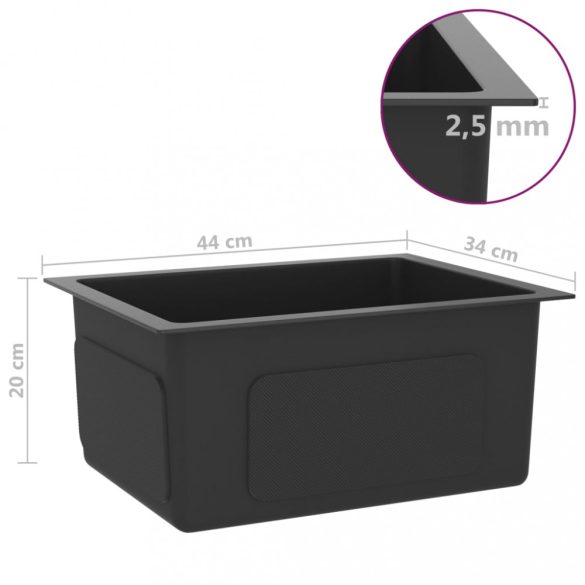 fekete kézzel készült rozsdamentes acél mosogató