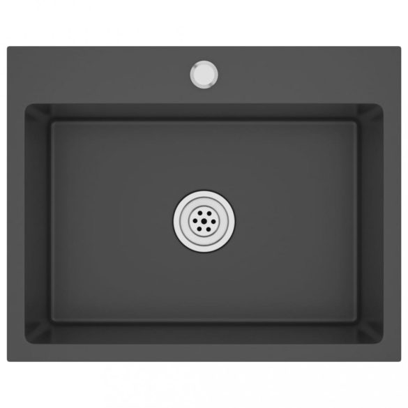 fekete kézzel készült rozsdamentes acél mosogató