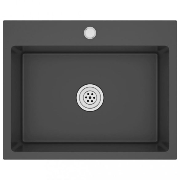 fekete kézzel készült rozsdamentes acél mosogató