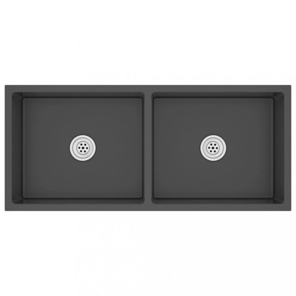 fekete kézzel készült rozsdamentes acél mosogató