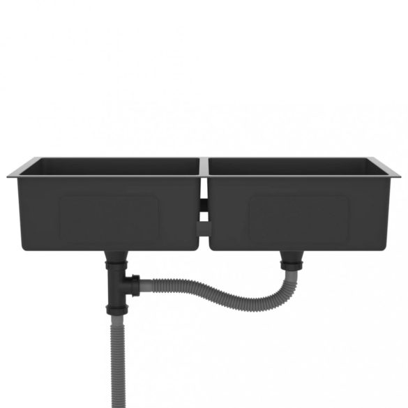 fekete kézzel készült rozsdamentes acél mosogató