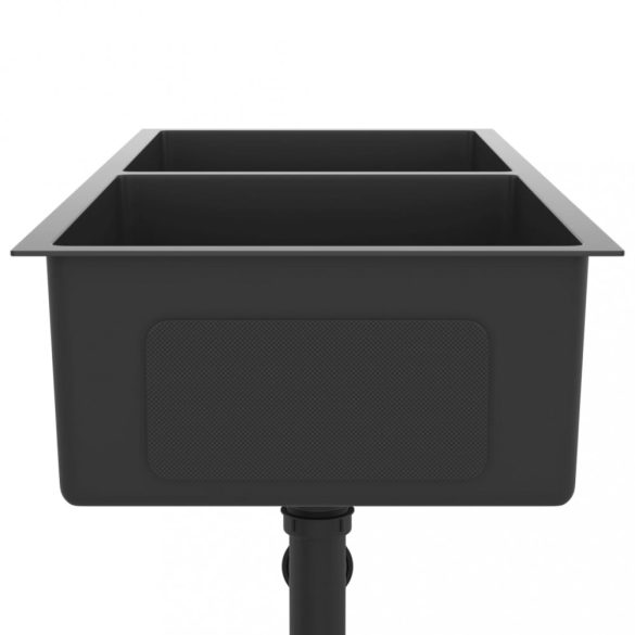 fekete kézzel készült rozsdamentes acél mosogató