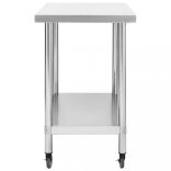 rozsdamentes acél konyhai munkaasztal kerekekkel 100x45x85 cm