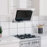 ezüst rozsdamentes acél és edzett üveg fali páraelszívó 60 cm