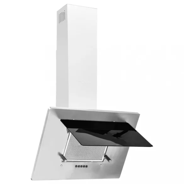 ezüst rozsdamentes acél és edzett üveg fali páraelszívó 60 cm